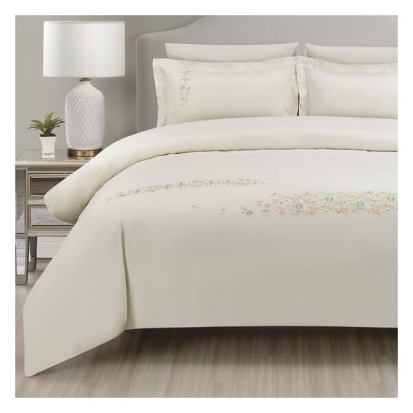 Set copripiumino e federa color crema in raso di cotone per letto singolo con lenzuolo incluso/6 pezzi 140x200 cm Maison Bloom – Mila Home Luxury