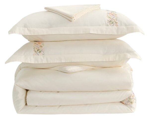 Set copripiumino e federa color crema in raso di cotone per letto singolo con lenzuolo incluso/6 pezzi 140x200 cm Maison Bloom – Mila Home Luxury