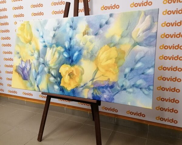 Stampa su tela – Tulipani gialli in acquerello