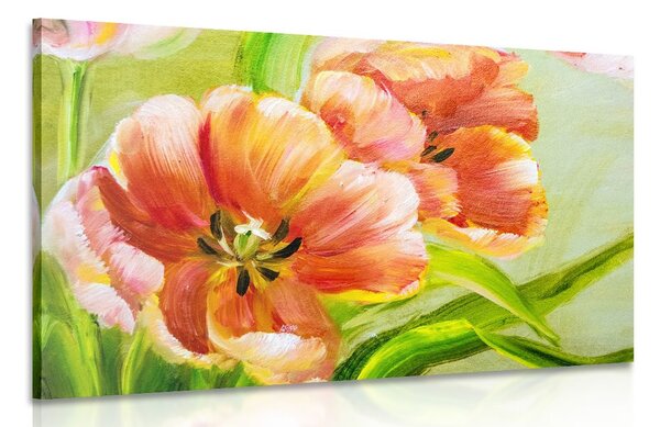 Quadro su tela – Tulipani rossi in stile vintage