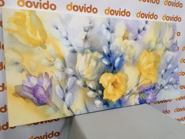 Stampa su tela – Tulipani gialli in acquerello