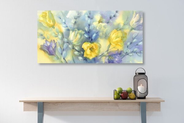 Stampa su tela – Tulipani gialli in acquerello