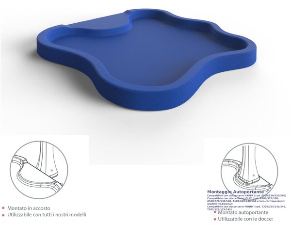 Piatto Doccia da Esterno Giardino in Polietilene HD Arkema Lake Dimensioni 107x103xh 9 cm superficie antisdrucciolo effetto pietra colore Blu Ocean