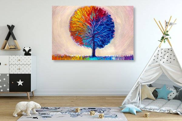 Stampa su tela – Albero acquerello colorato