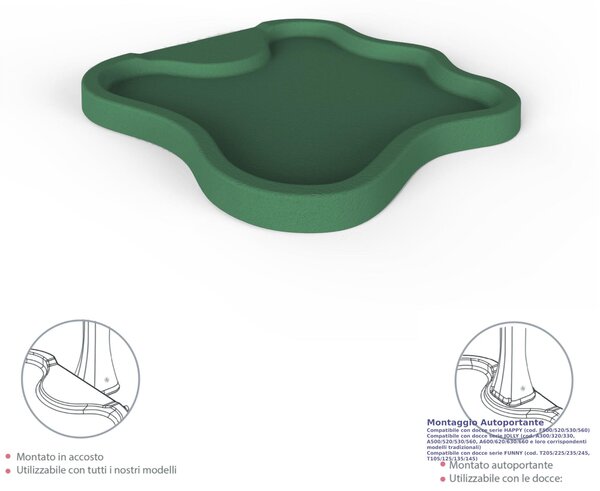 Piatto Doccia da Esterno Giardino in Polietilene HD Arkema Lake Dimensioni 107x103xh 9 cm superficie antisdrucciolo effetto pietra colore Verde