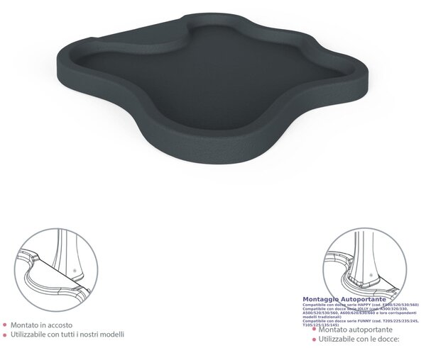 Piatto Doccia da Esterno Giardino in Polietilene HD Arkema Lake Dimensioni 107x103xh 9 cm superficie antisdrucciolo effetto pietra colore Antracite