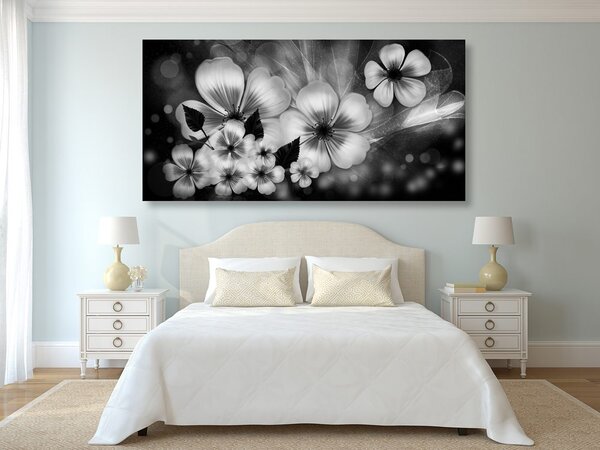 Stampa su tela – Fantasia di fiori in bianco e nero