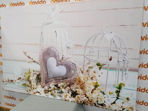 Quadro su tela – Cuoricino vintage e lanterne