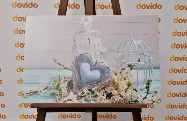 Quadro su tela – Cuoricino vintage e lanterne