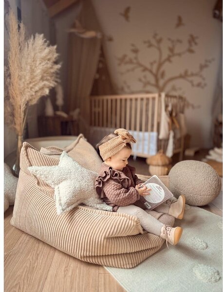 Cuscino per divano da bambini marrone chiaro con rivestimento in bouclé Ball – Wigiwama