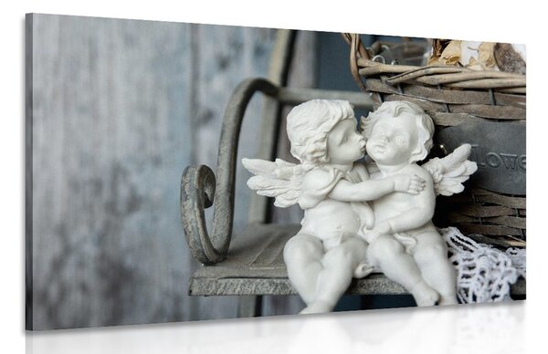 Stampa su tela – Statuette di angioletti sulla panchina