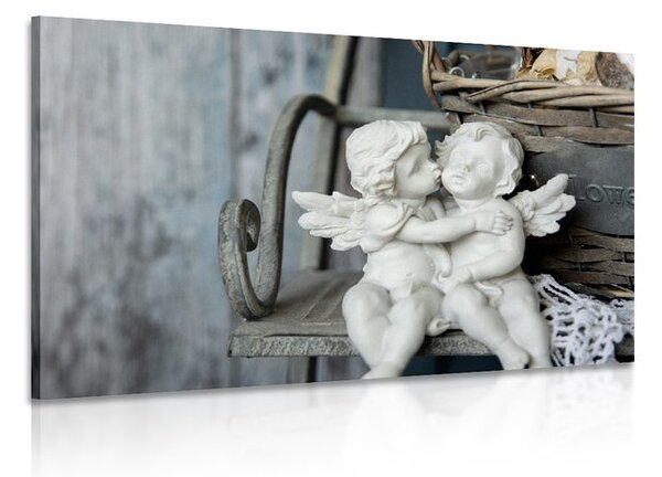 Stampa su tela – Statuette di angioletti sulla panchina