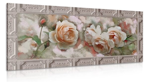 Quadro su tela – Rosa in cornice storica