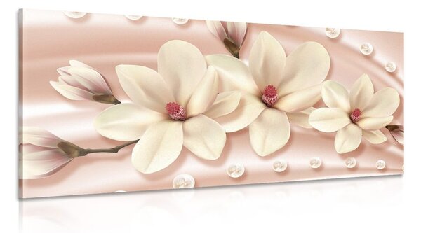 Quadro su tela – Magnolia di lusso con perle