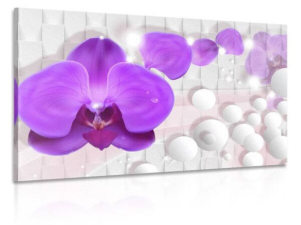 Quadro su tela – Orchidea su sfondo astratto