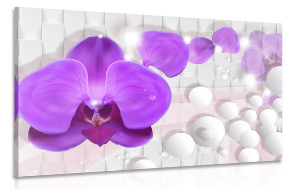 Quadro su tela – Orchidea su sfondo astratto