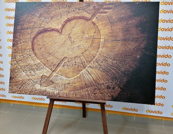 Stampa su tela – Cuore intagliato su tronco