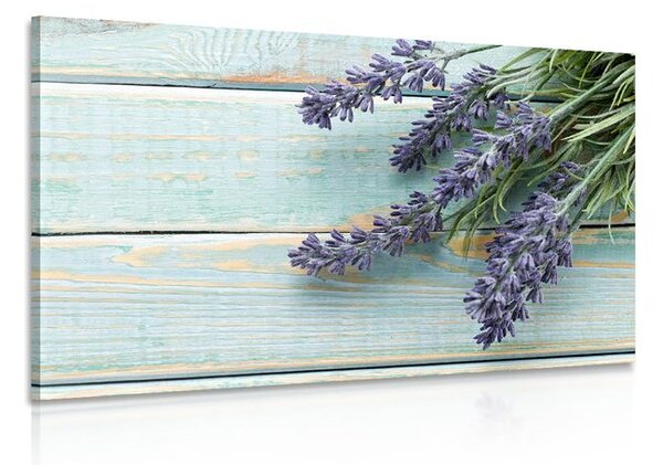 Stampa su tela – Lavanda su sfondo di legno