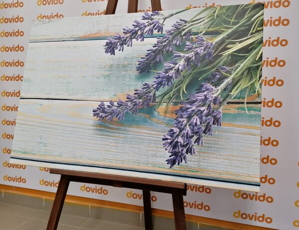 Stampa su tela – Lavanda su sfondo di legno