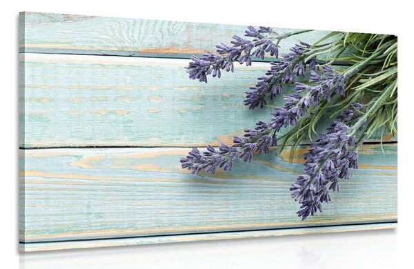 Stampa su tela – Lavanda su sfondo di legno