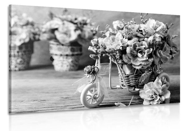 Stampa su tela – Garofano romantico in stile vintage in bianco e nero
