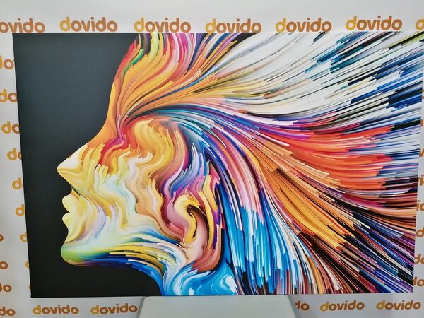 Quadro su tela – Profilo colorato di volto femminile