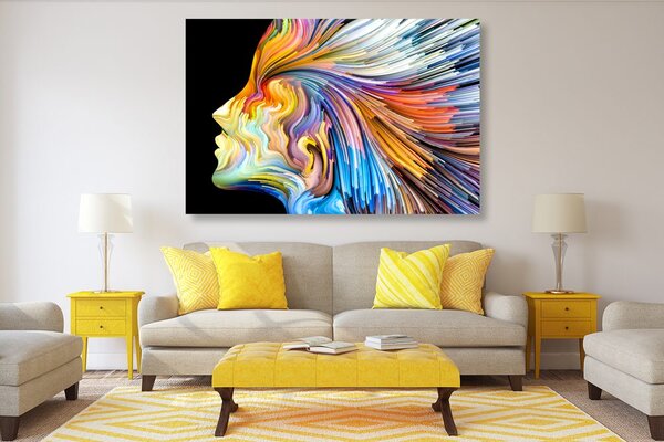 Quadro su tela – Profilo colorato di volto femminile