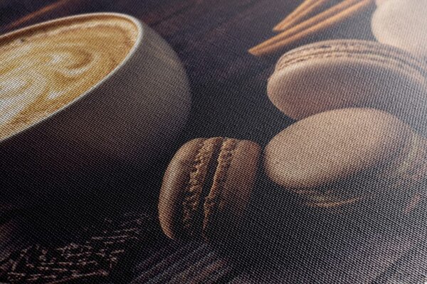 Quadro su tela – Caffè con macaron al cioccolato