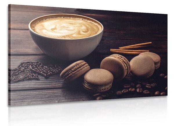 Quadro su tela – Caffè con macaron al cioccolato