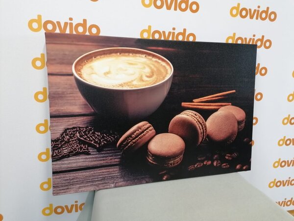 Quadro su tela – Caffè con macaron al cioccolato