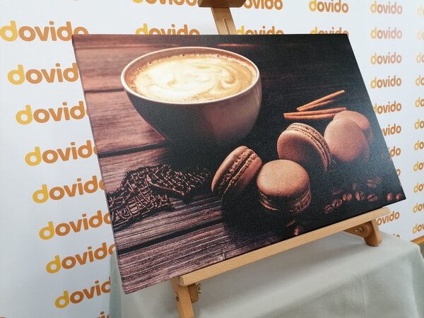 Quadro su tela – Caffè con macaron al cioccolato
