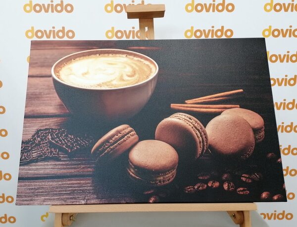 Quadro su tela – Caffè con macaron al cioccolato