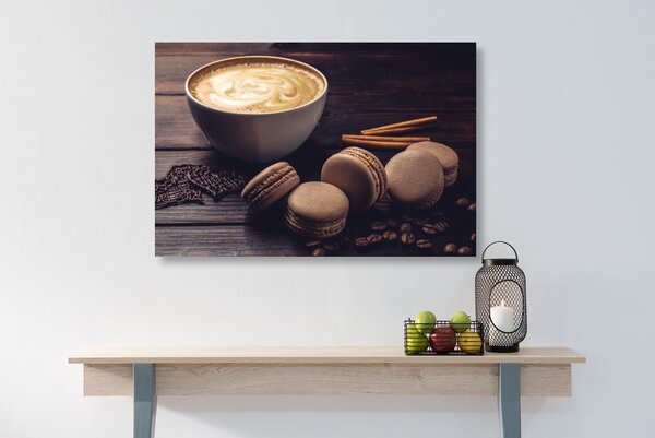 Quadro su tela – Caffè con macaron al cioccolato