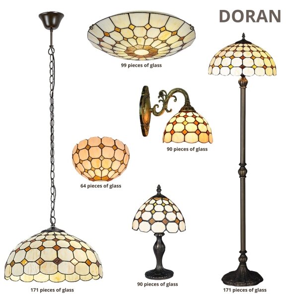 Brilagi - Plafoniera in stile Tiffany con vetri colorati DORAN 2xE27/60W/230V