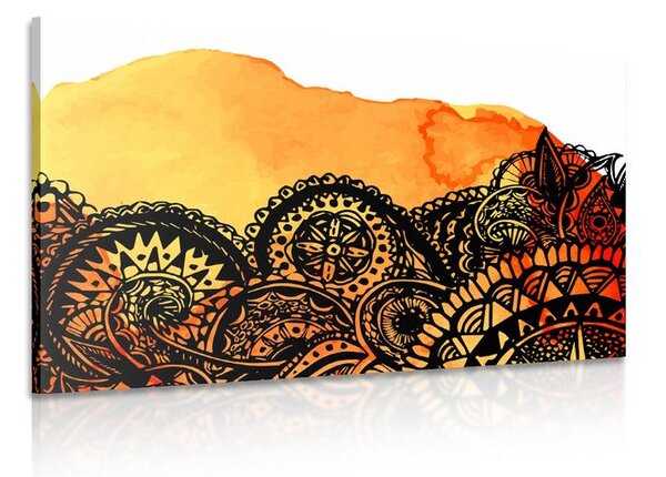 Quadro su tela – Mandala acquerello arancione