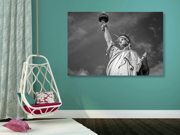 Stampa su tela – Statua della Libertà in bianco e nero