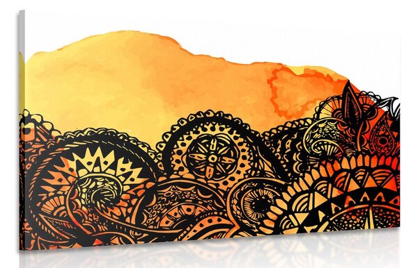 Quadro su tela – Mandala acquerello arancione