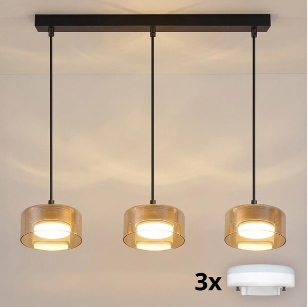 Brilagi - LED Lampadario a sospensione con cavo AURA LUX 3xGX53/30W/230V nero/oro