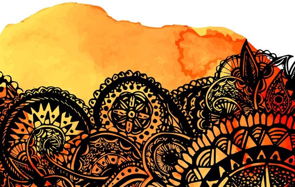 Quadro su tela – Mandala acquerello arancione