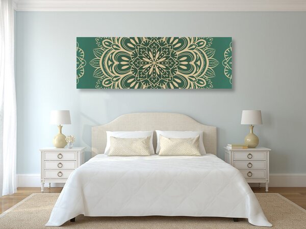 Quadro su tela – Mandala su sfondo turchese