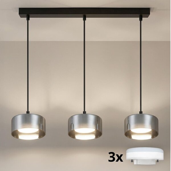 Brilagi - LED Lampadario a cavo AURA LUX 3xGX53/30W/230V nero/fumé