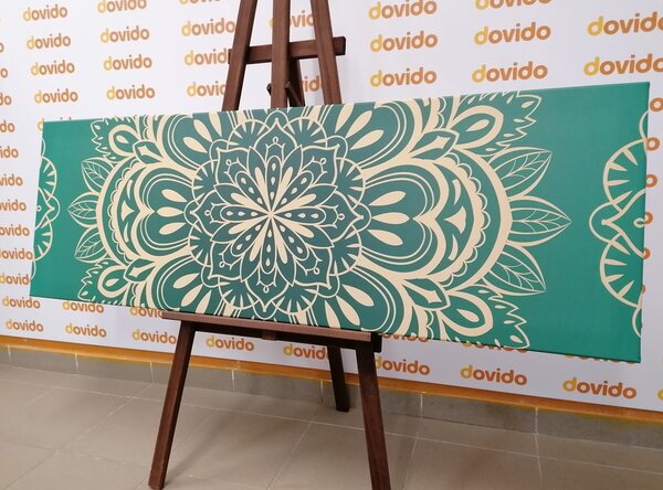 Quadro su tela – Mandala su sfondo turchese