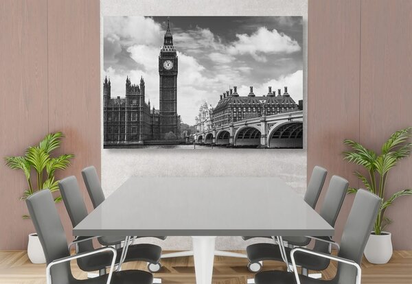Stampa su tela – Big Ben a Londra in bianco e nero
