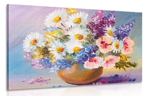 Quadro su tela – Dipinto a olio di fiori estivi