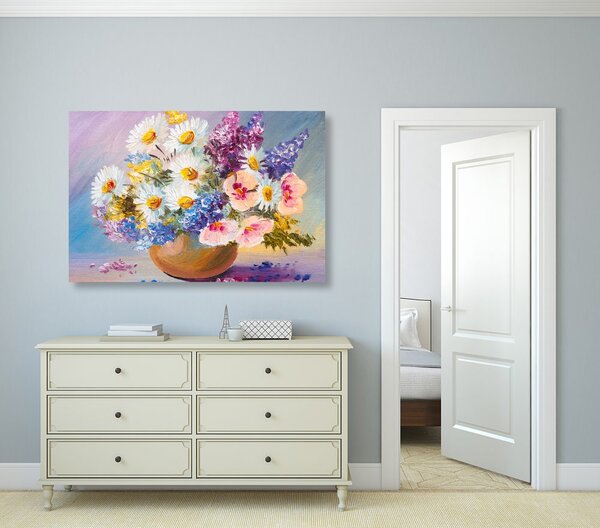 Quadro su tela – Dipinto a olio di fiori estivi