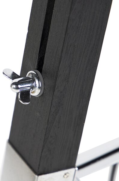 Lampada da terra treppiede nera con paralume 45 cm in lino bianco