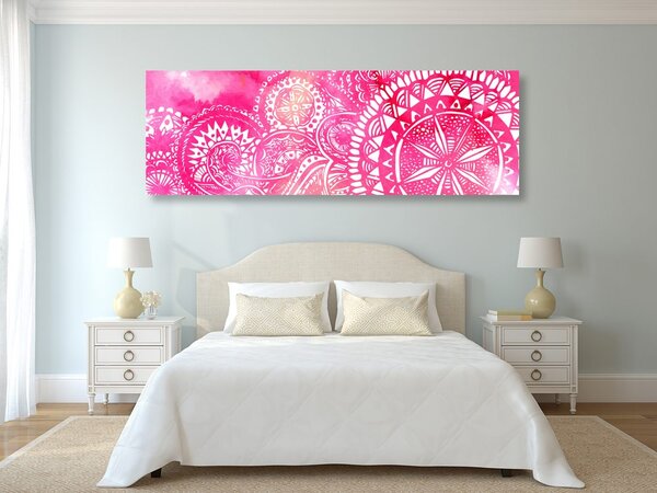Quadro su tela – Mandala acquerello rosa