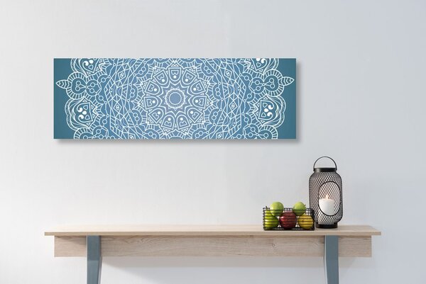 Stampa su tela – Mandala meditativo su sfondo blu