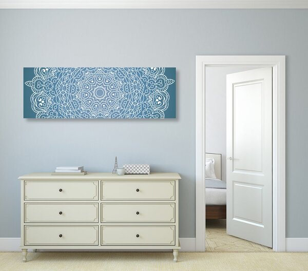 Stampa su tela – Mandala meditativo su sfondo blu
