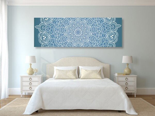 Stampa su tela – Mandala meditativo su sfondo blu